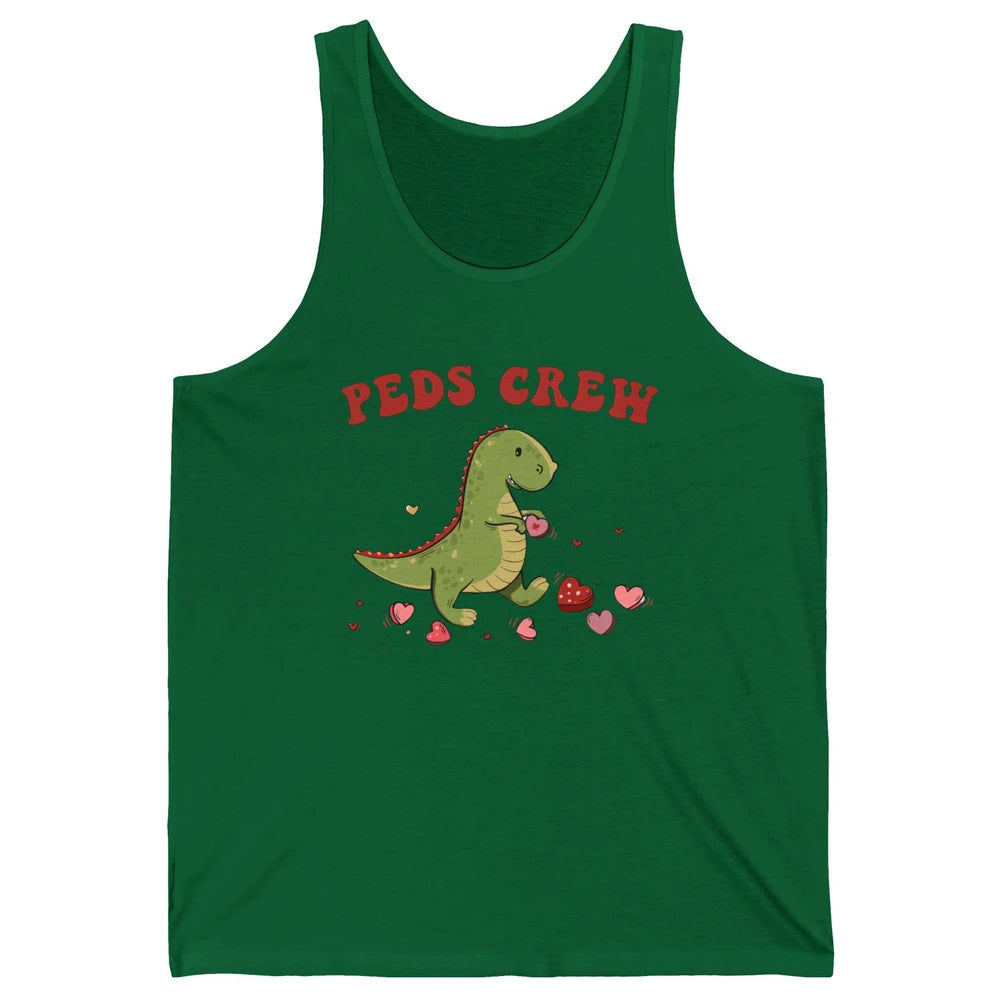 Pediatric Nurse Valentines Dinosaur Peds Crew Valentines Day Unisex Jersey Tank