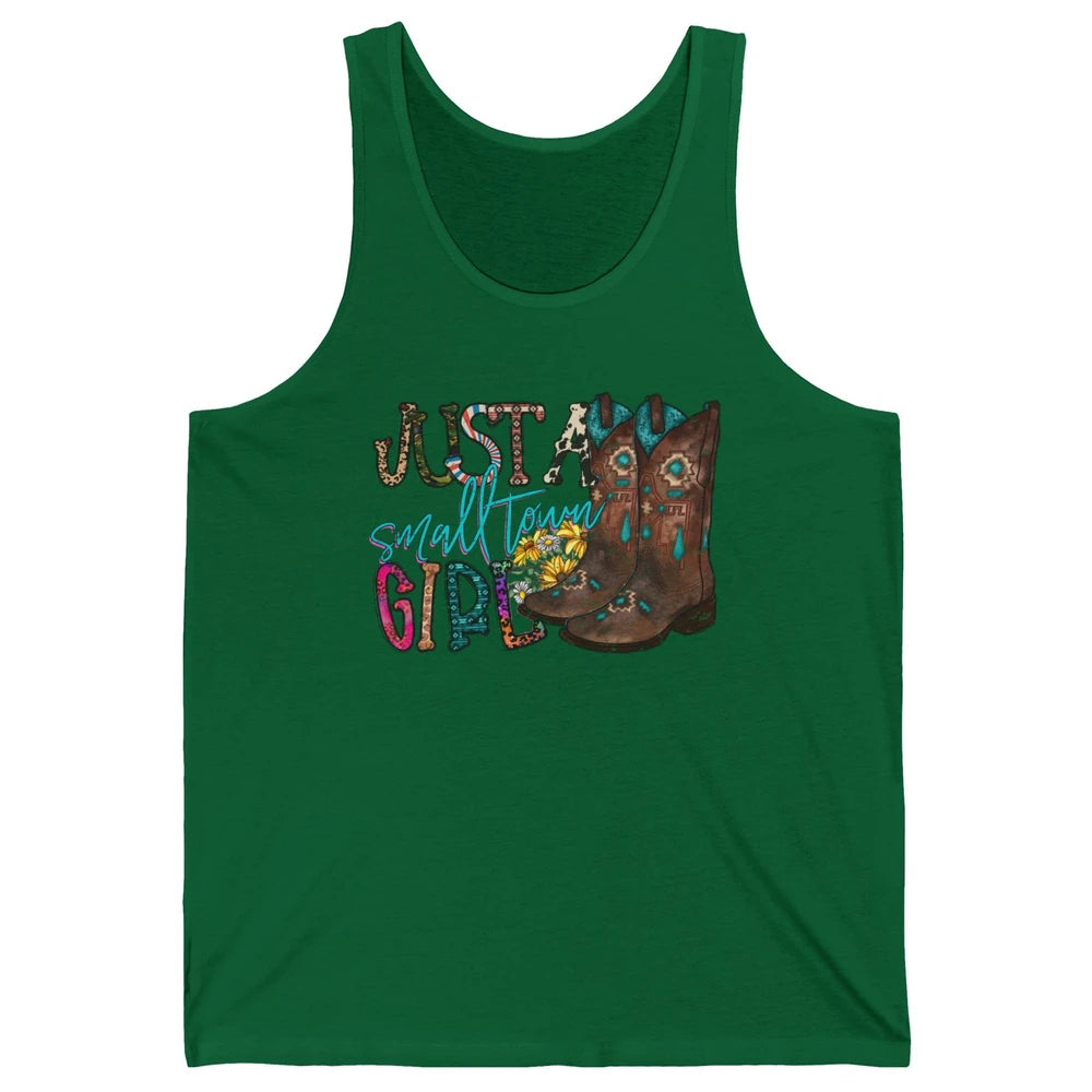 Retro Cowgirl Boots Just A Small Town Girl Western Country Unisex Jersey Tank