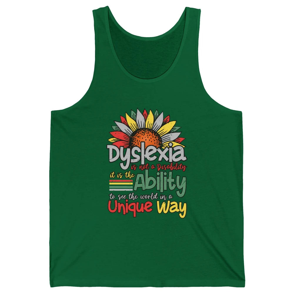 Retro Dyslexia A Different Ability Not Disability Sunflower Unisex Jersey Tank