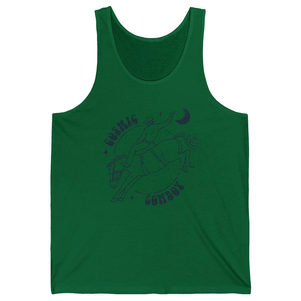 Retro Cowboy Riding Cosmic Cowboy Western Country Cowgirl Unisex Jersey Tank
