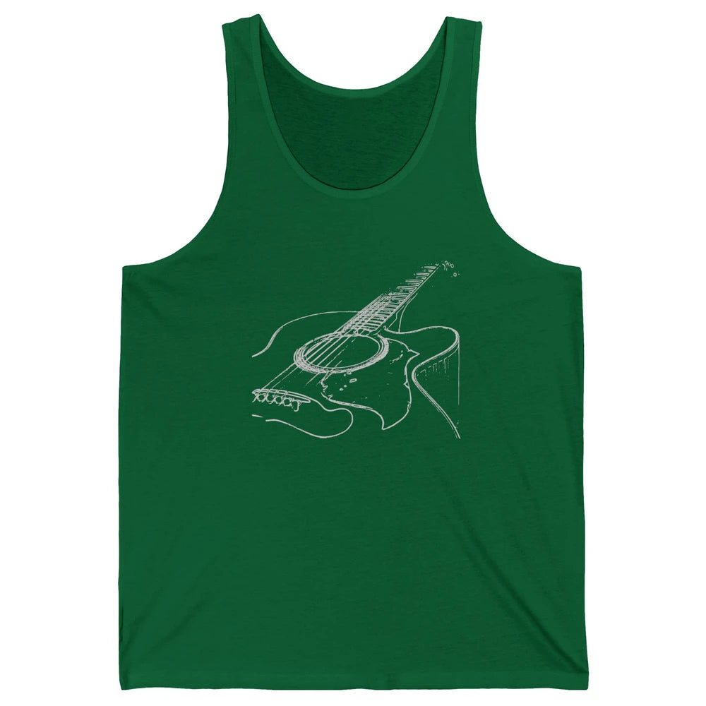 Retro Acoustic Guitar Guitarist Musician Music Lovers Gift Unisex Jersey Tank
