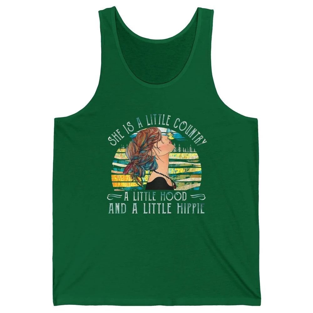 Retro Hippie Girl She's A Little Country A Little Hood Peace Unisex Jersey Tank
