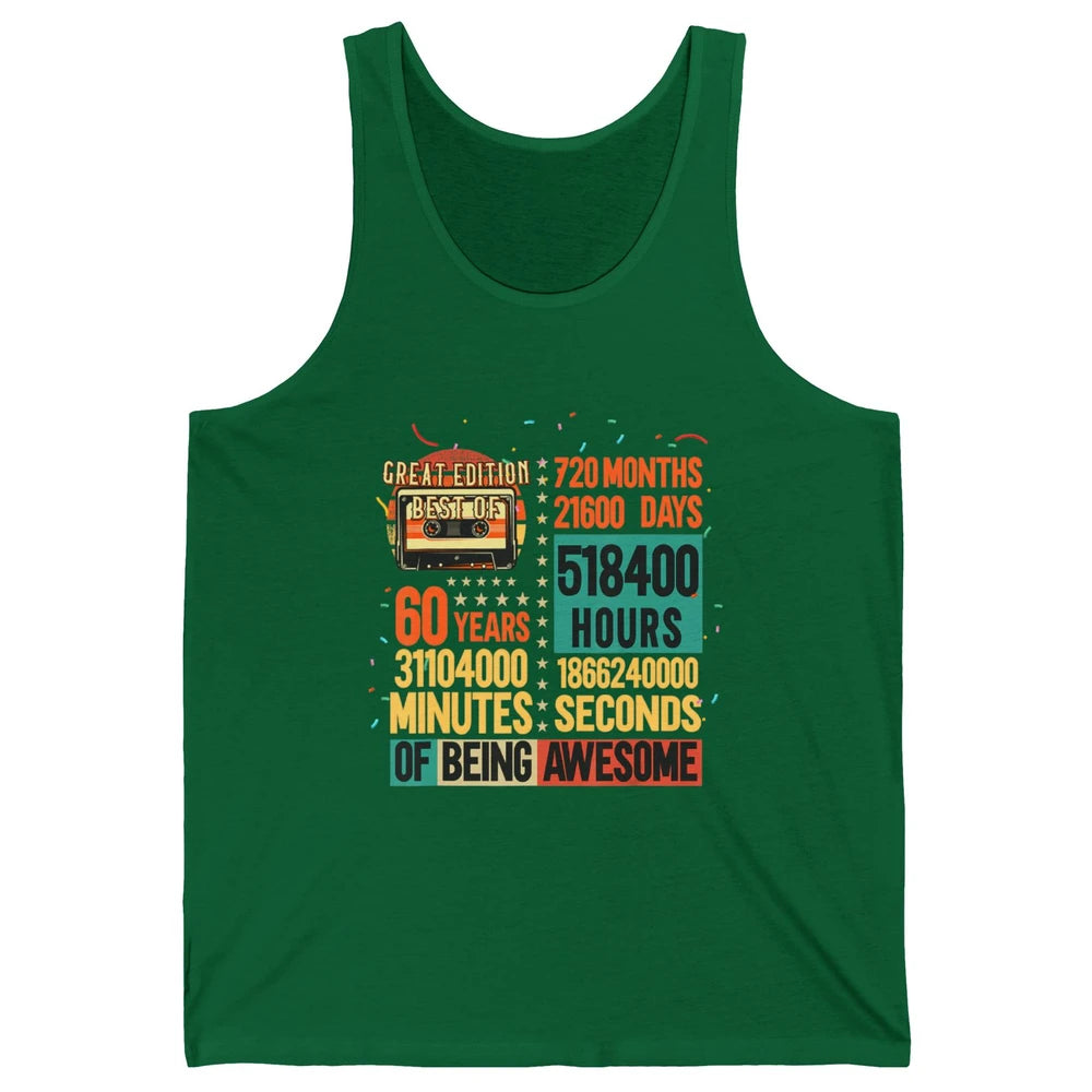 Retro 60s Lifetime Cassette Music Count Down 60th Birthday Unisex Jersey Tank