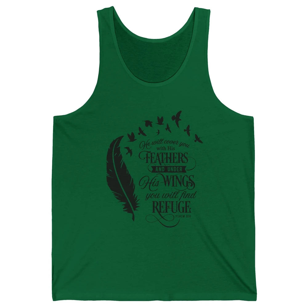 Christian He Will Cover You With His Feathers Bible Verse Unisex Jersey Tank