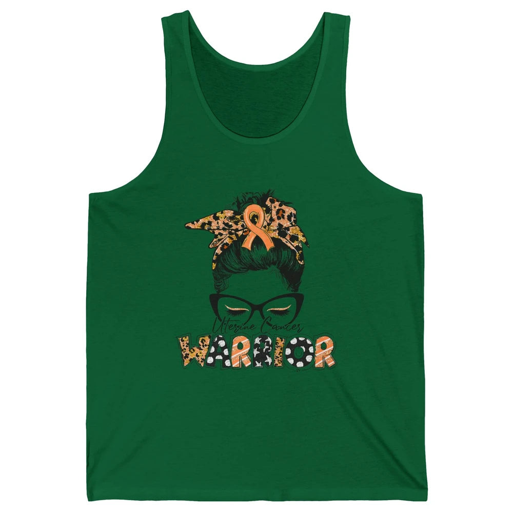 Messy Hair Leopard Woman Warrior Uterine Cancer Awareness Unisex Jersey Tank