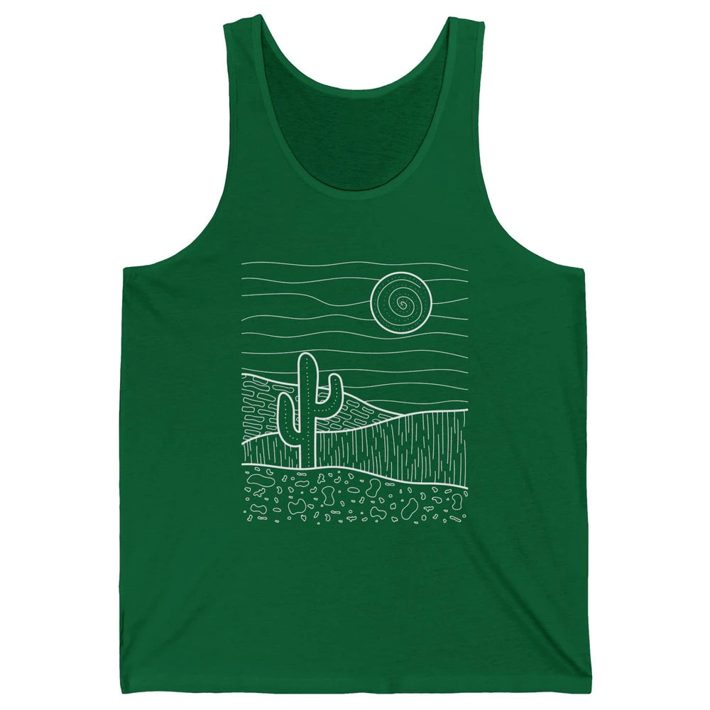 Abstract Desert Cactus Sunset Western Country Minimalist Unisex Jersey Tank