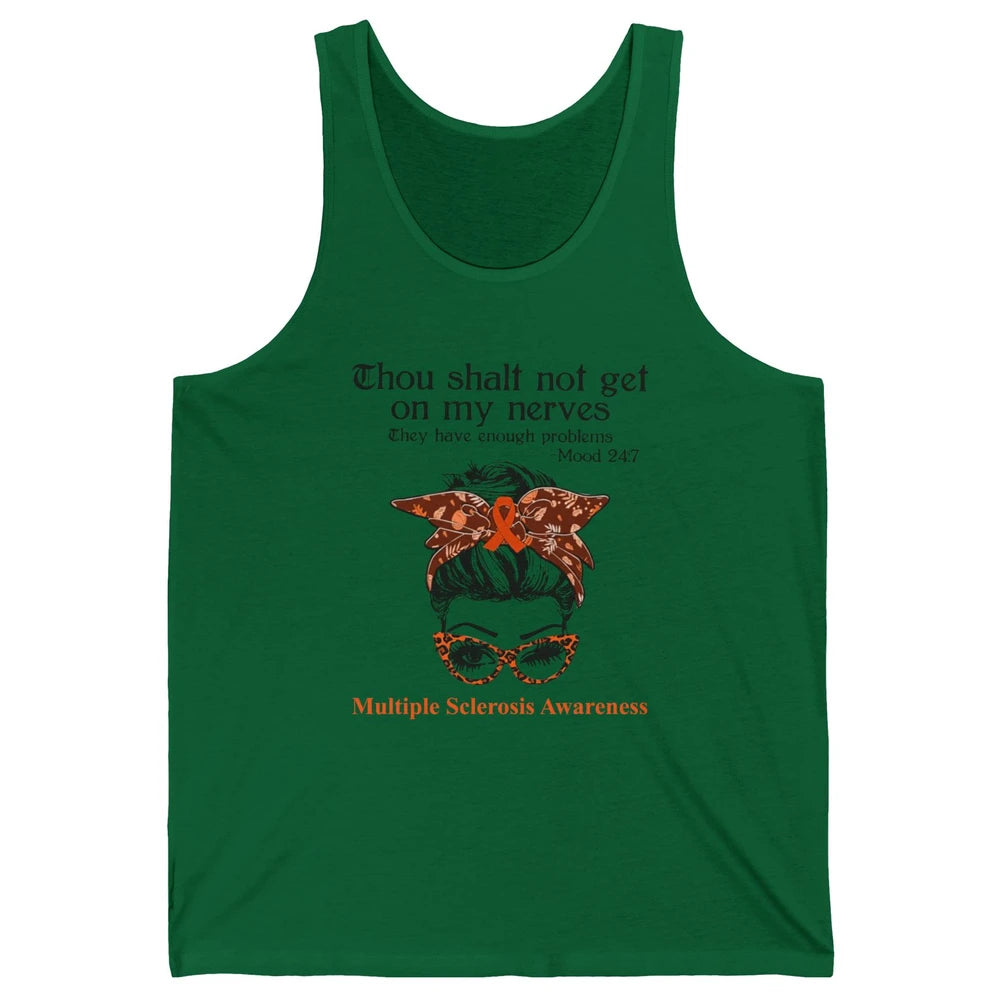 Multiple Sclerosis Awareness Messy Bun Ms Cancer Warrior Unisex Jersey Tank