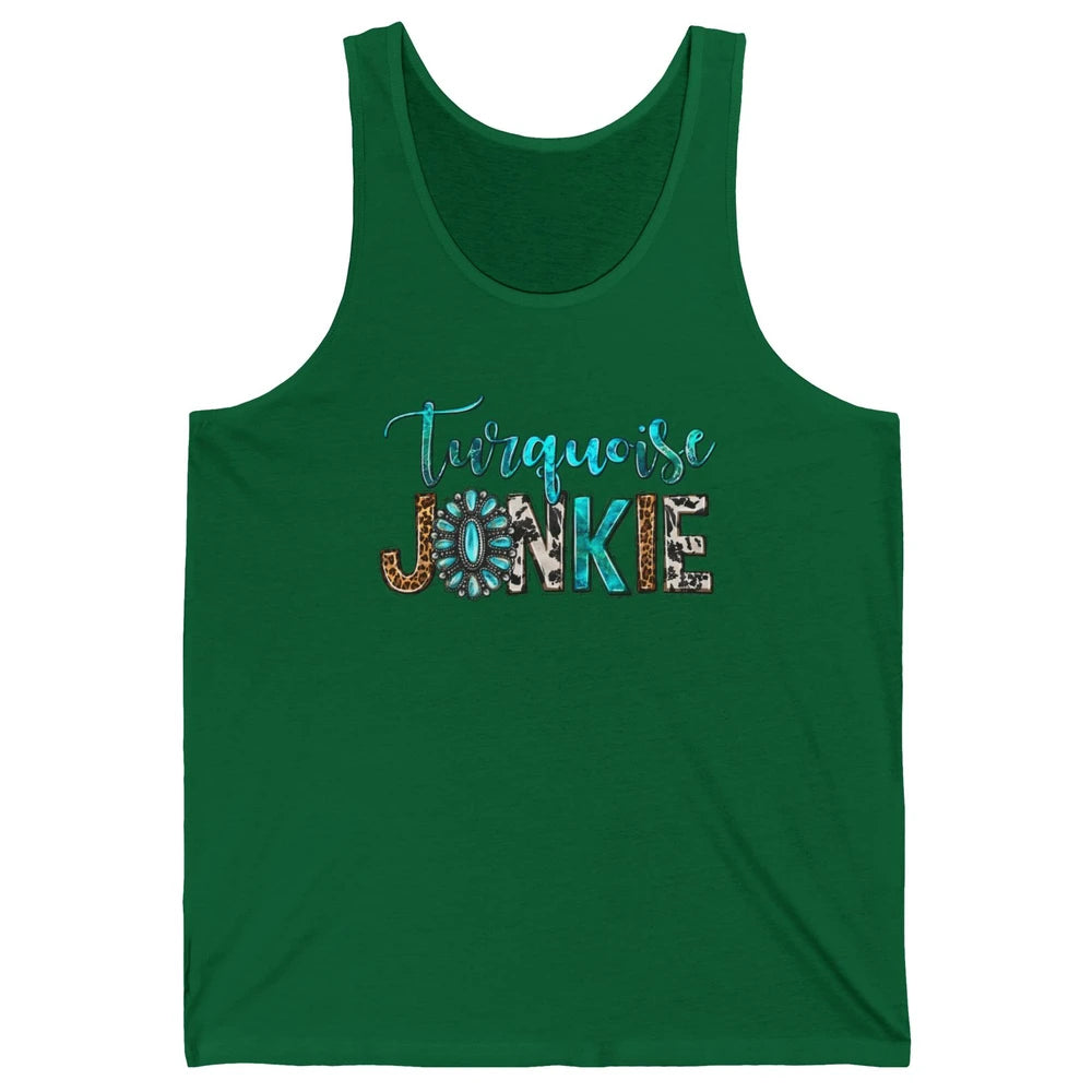 Retro Leopard Turquoise Junkie Gemstone Western Country Unisex Jersey Tank