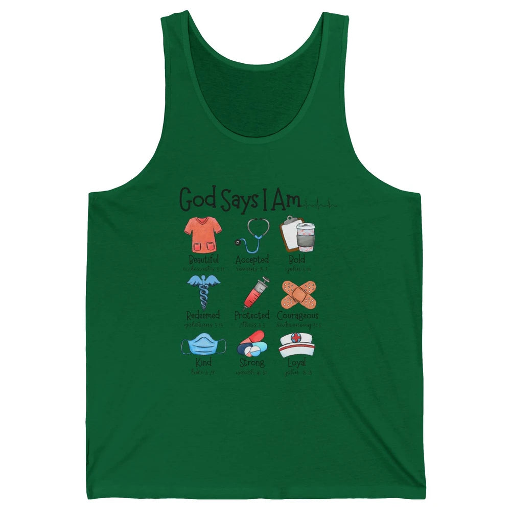 Nurse Christian God Says I Am Bible Verse Religious Western Unisex Jersey Tank