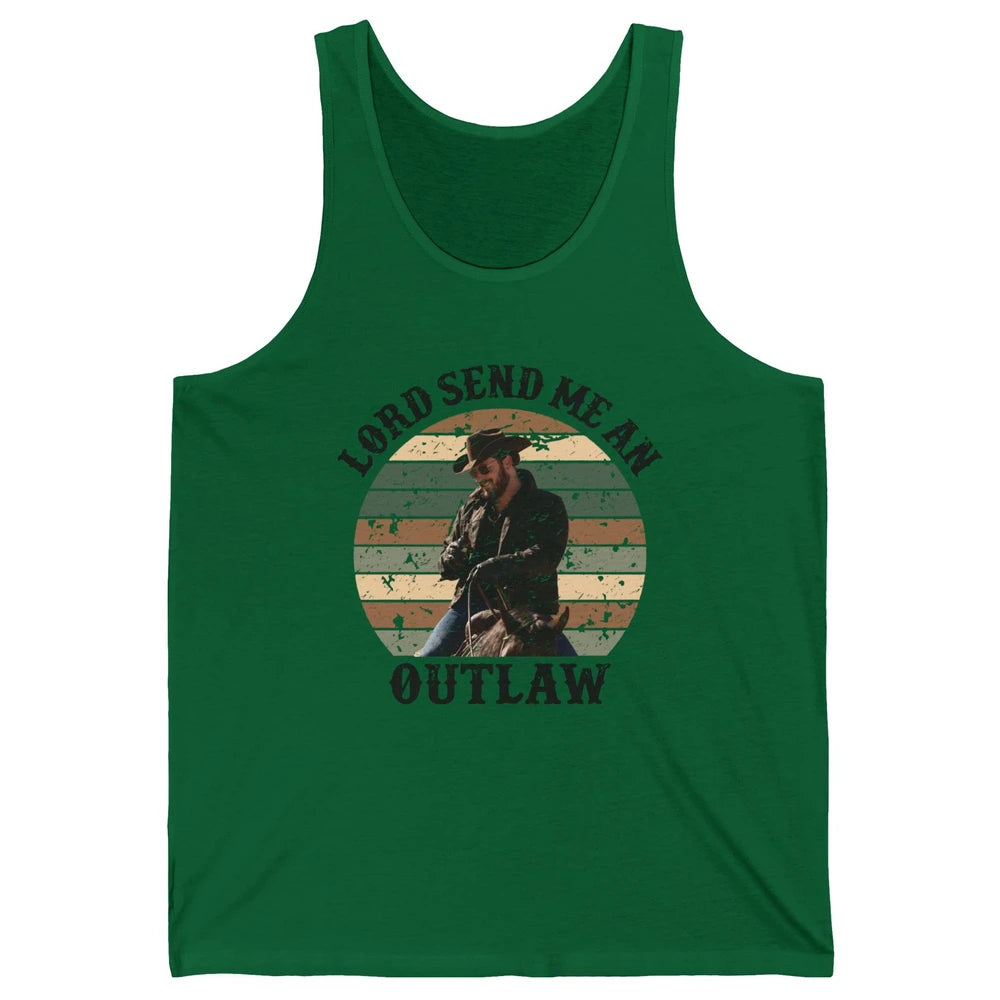 Retro Cowboy Horsing Lord Send Me An Outlaw Western Country Unisex Jersey Tank