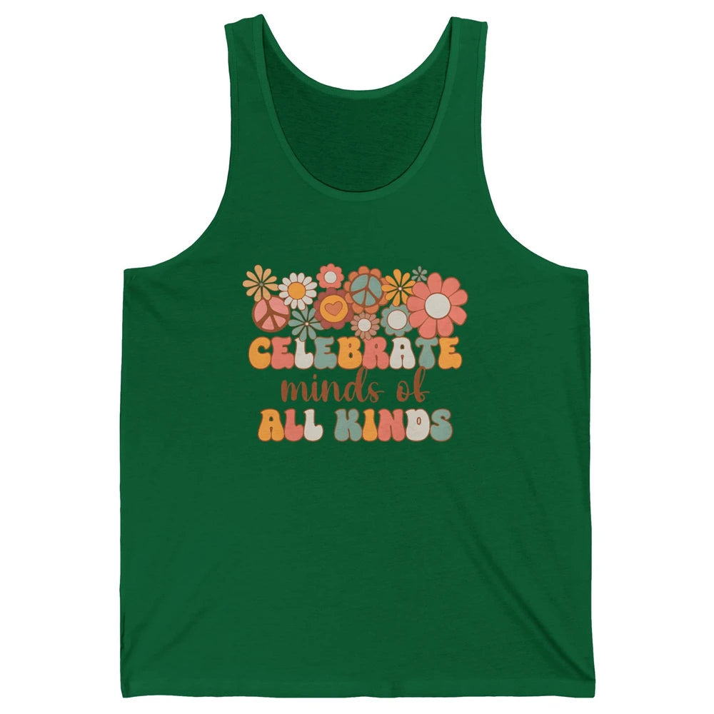 Retro Groovy Autism Celebrate Minds Of All Kind Sped Teacher Unisex Jersey Tank