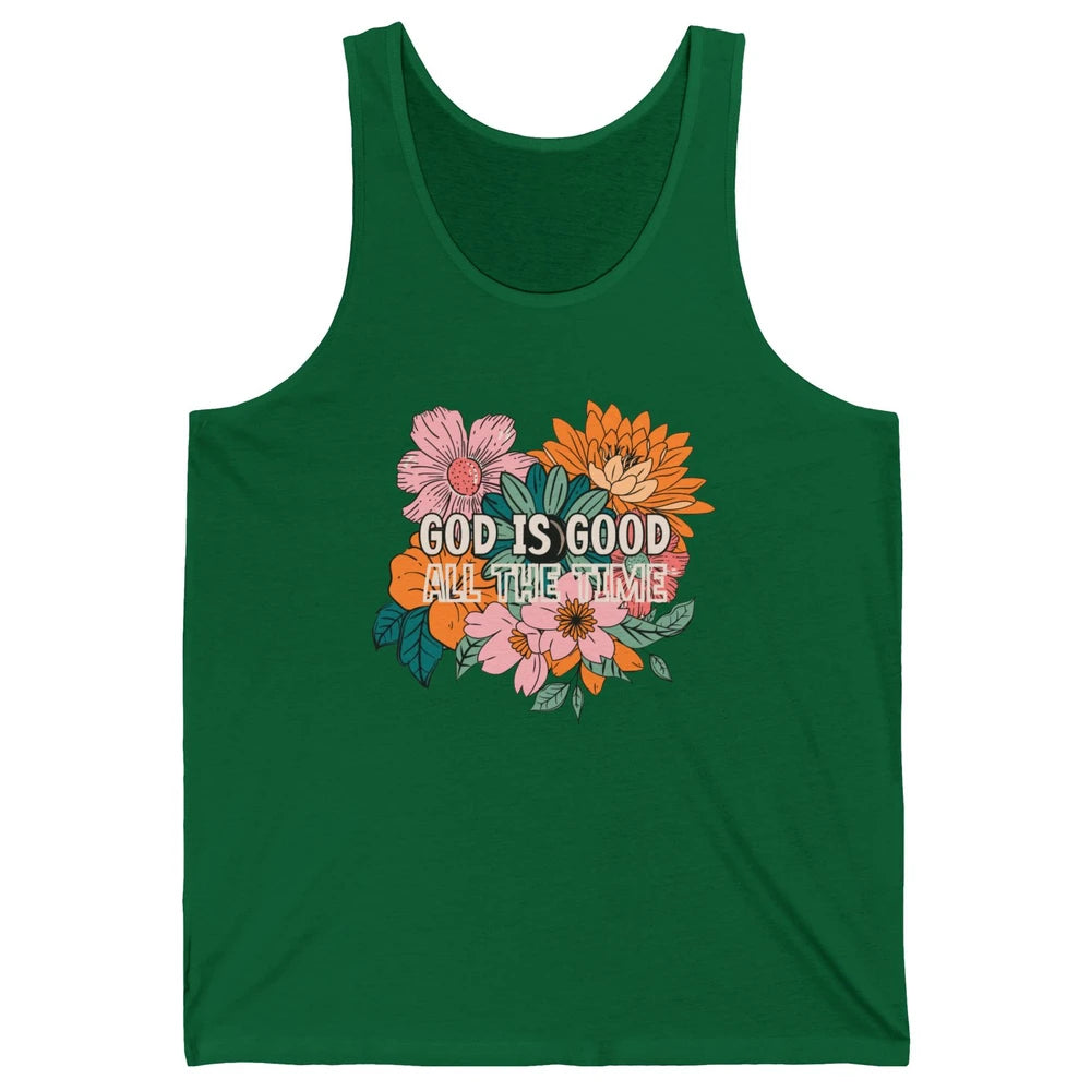 Retro God Is Good All The Time Floral Christian Bible Verse Unisex Jersey Tank