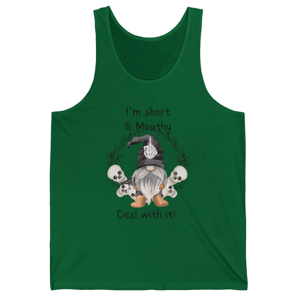 Retro Black Gnome Halloween I'm Short And Mouthy Gnome Skull Unisex Jersey Tank