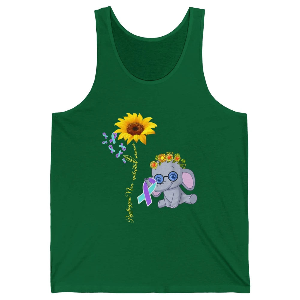 PNES Awareness Purple Teal Ribbon Sunflower Baby Elephant Unisex Jersey Tank