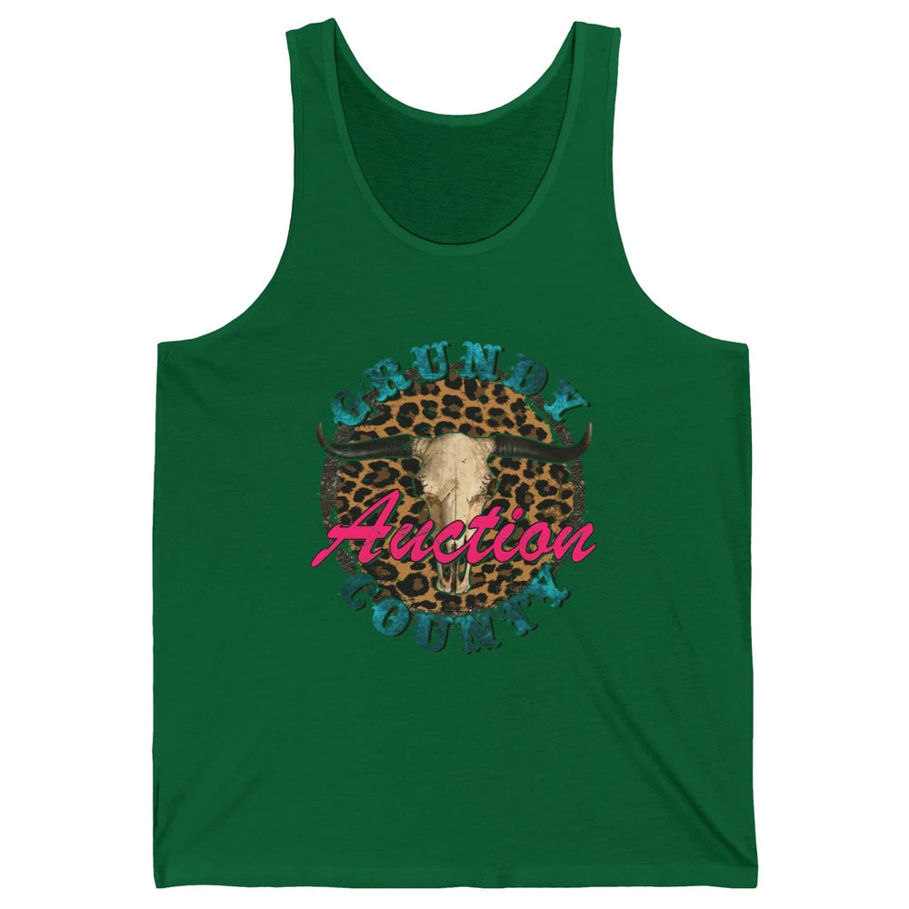 Leopard Grundy County Auction Bull Skull Western Country Unisex Jersey Tank