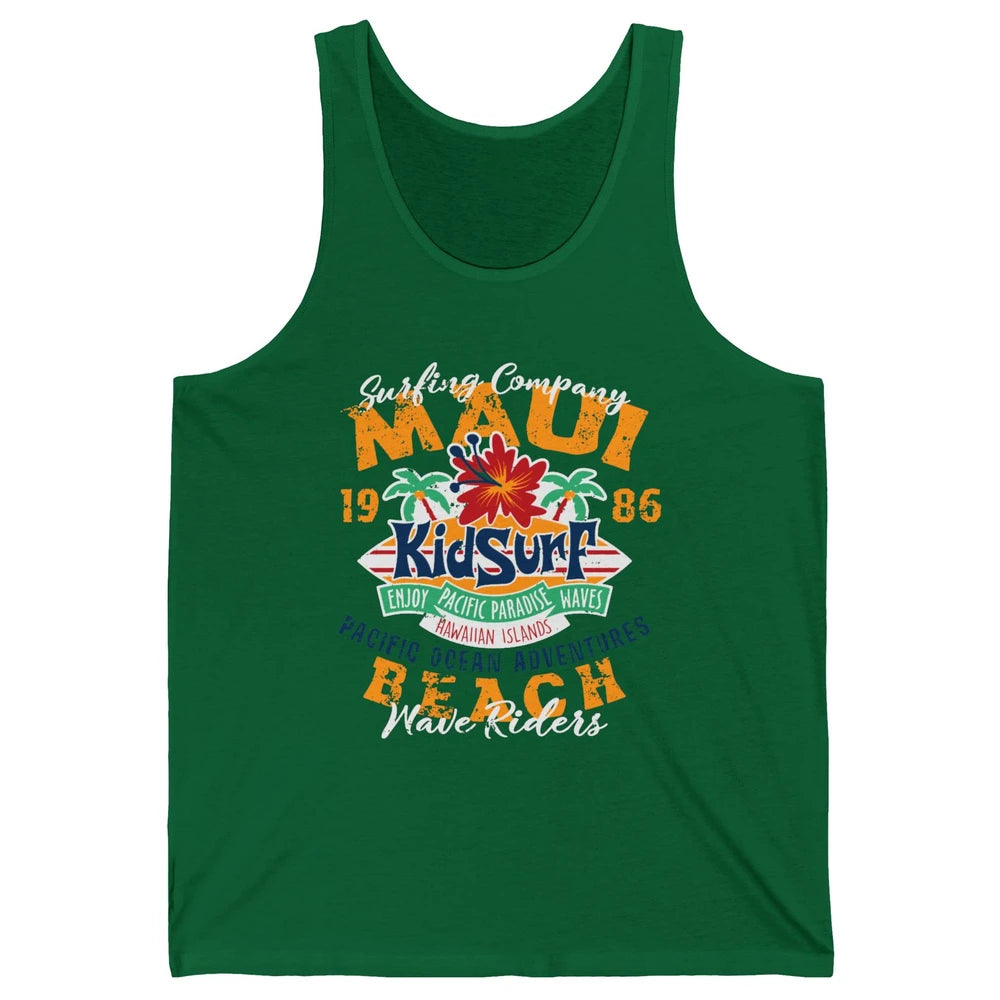 Retro Maui Island 1986 Hawaii Kid Surfing Pacific Paradise Unisex Jersey Tank