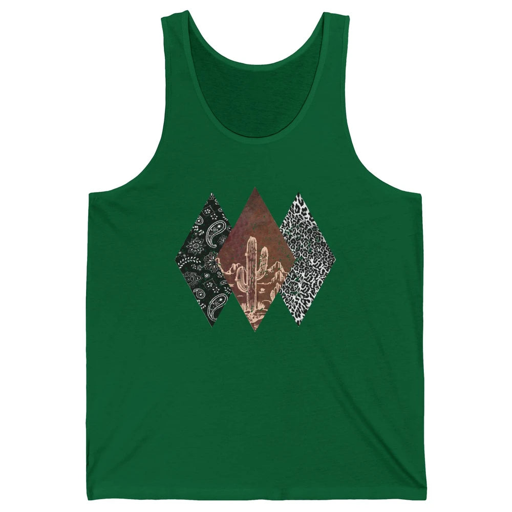 Retro Leopard Desert Cactus Sunset Western Country Cowgirl Unisex Jersey Tank