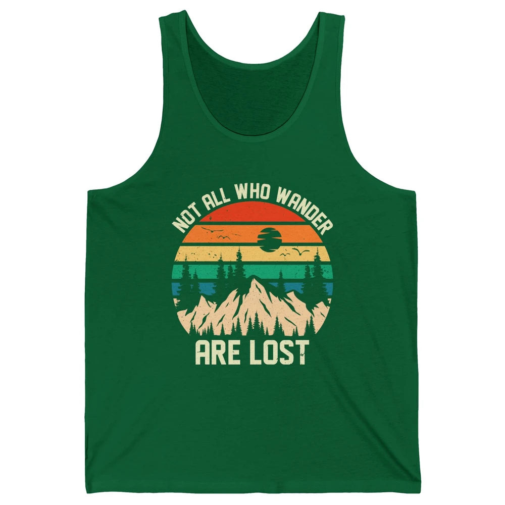 Retro Mountain Sunset Camping Not All Who Wander Are Lost Unisex Jersey Tank