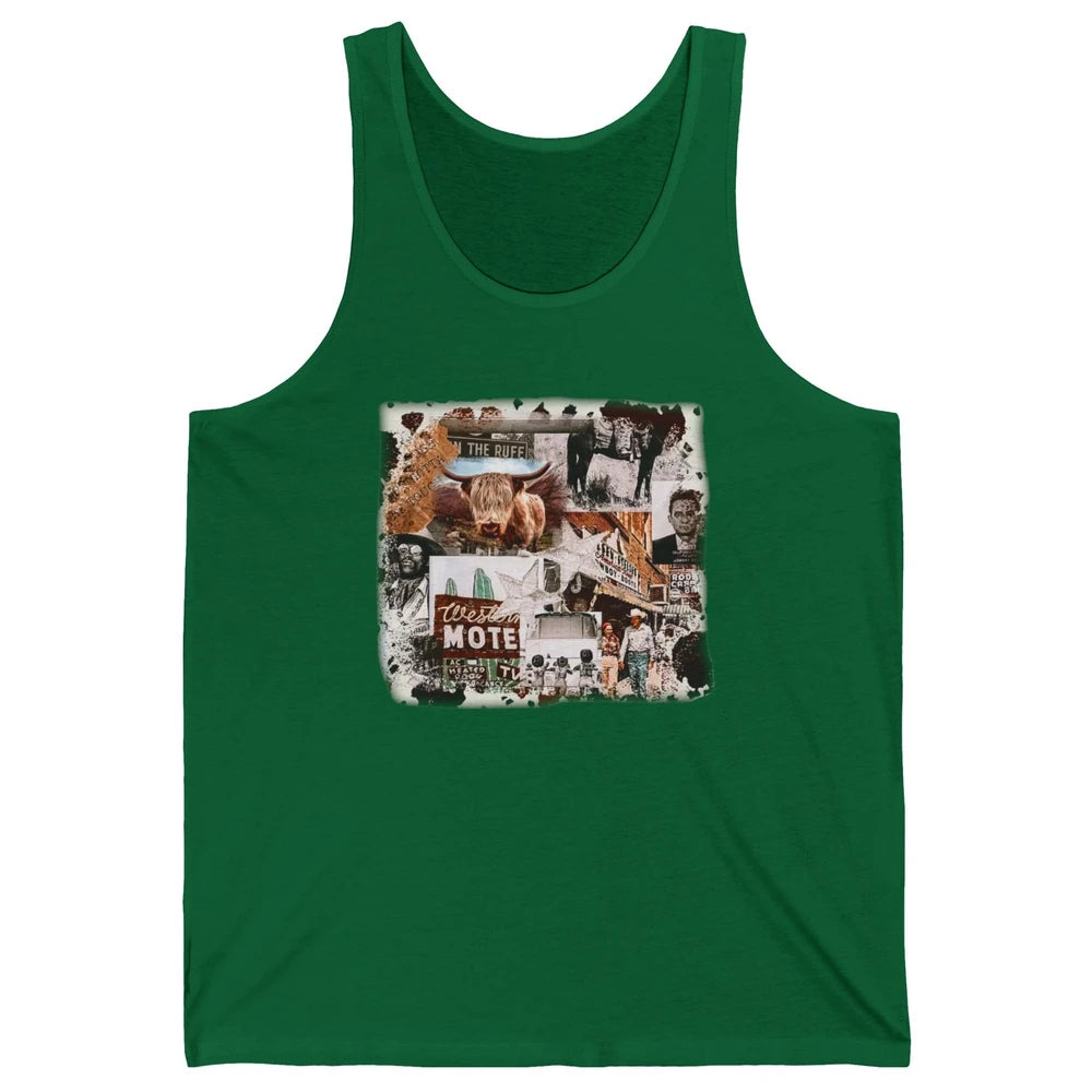 Retro Cowgirl And Cowboy Highland Cow Western Country Symbol Unisex Jersey Tank