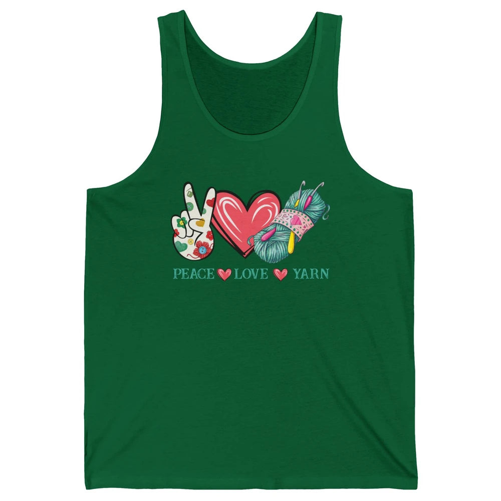 Peace Love Yarn Crochet Lovers Yarning Crocheting Heart Gift Unisex Jersey Tank