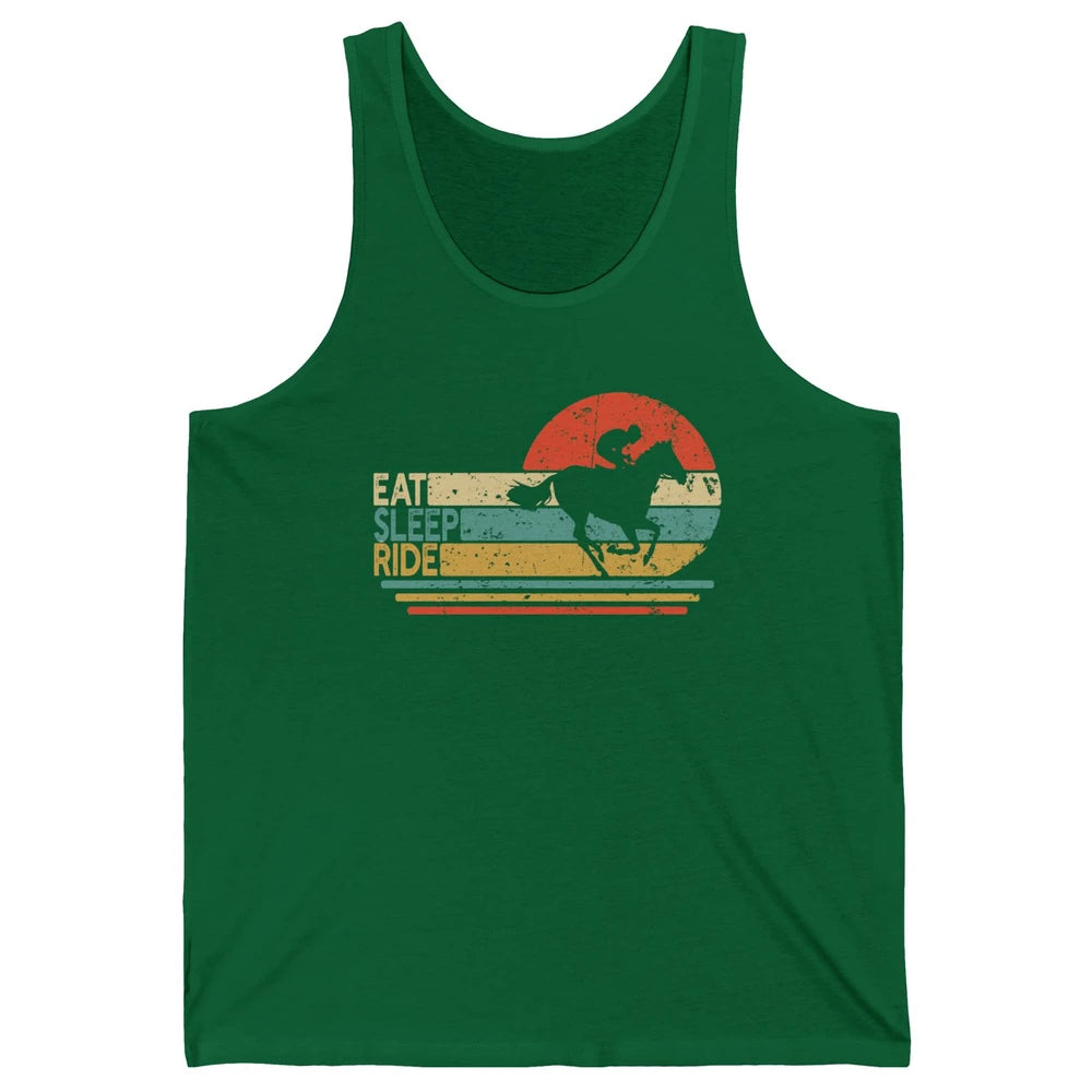 Retro Cowboy Riding Horse Eat Sleep Ride Western Cowgirl Unisex Jersey Tank