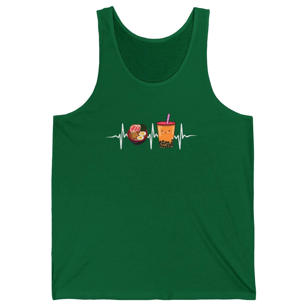 Ramen And Bubble Tea Lovers Heartbeat Japanese Food Kawaii Unisex Jersey Tank