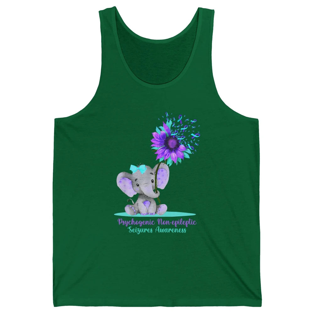 PNES Awareness Purple Teal Ribbon Sunflower Baby Elephant Unisex Jersey Tank