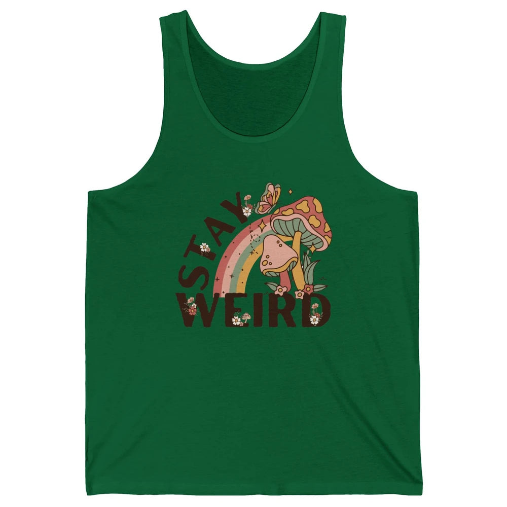 Retro Mushroom Stay Weird Mushy Butterfly Hippie Botanical Unisex Jersey Tank