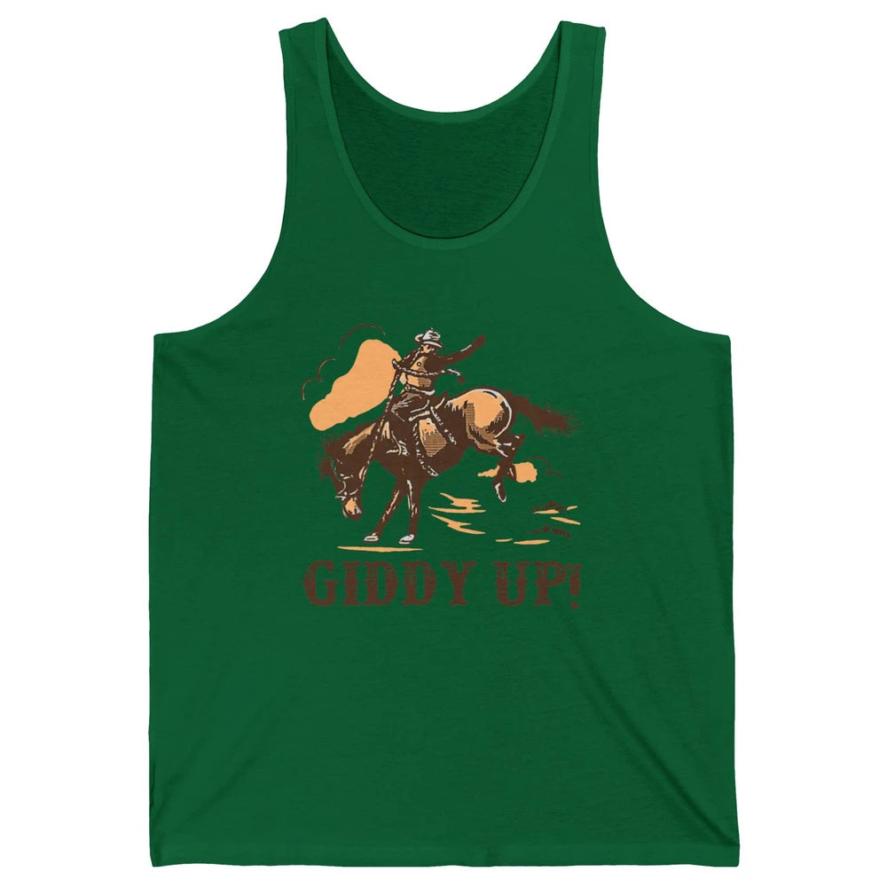Retro Cowboy Rodeo Giddy Up Hold Your Horses Western Country Unisex Jersey Tank