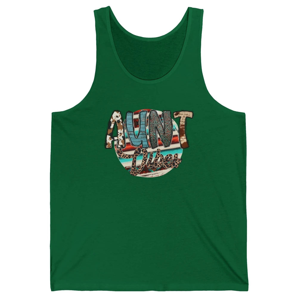 Retro Aunt Vibes Western Aunt Cowhide Leopard Auntie Gift Unisex Jersey Tank