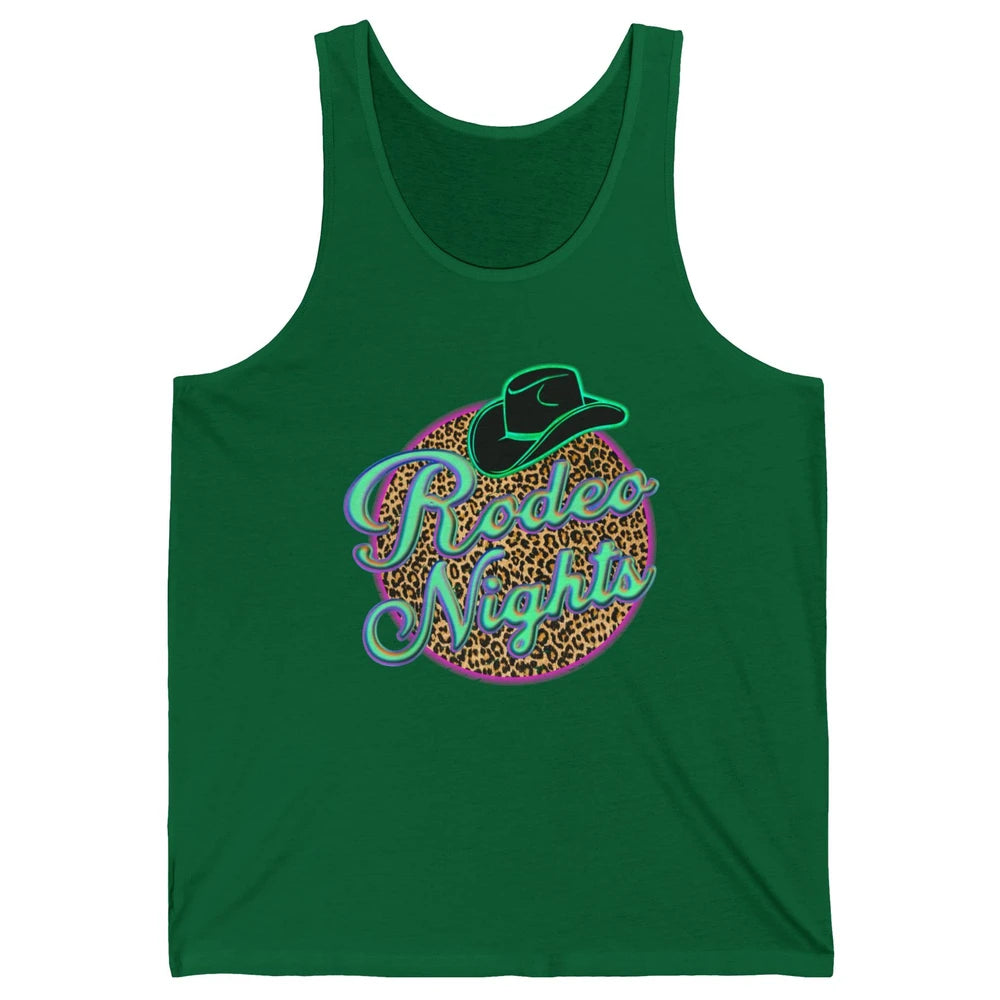 Retro Leopard Cowboy Hat Rodeo Night Western Country Cowgirl Unisex Jersey Tank