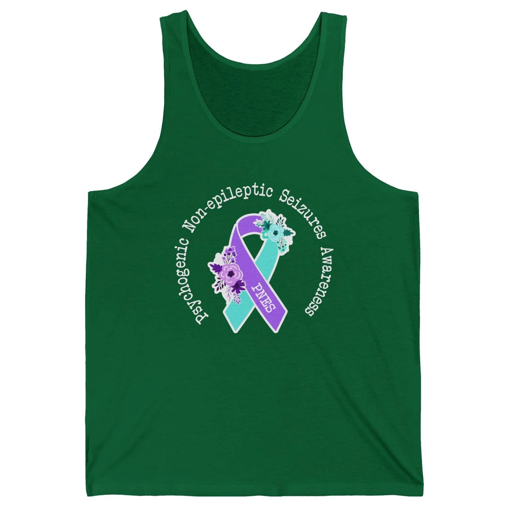 Psychogenic Non-epileptic Seizures PNES Purple Teal Ribbon Unisex Jersey Tank