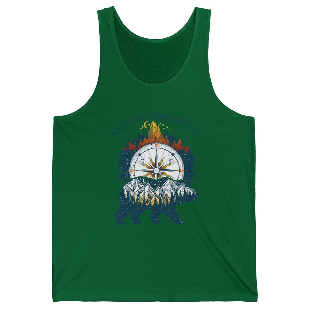 Not All Who Wander Are Lost Compass Mountain Camping Hiking Unisex Jersey Tank