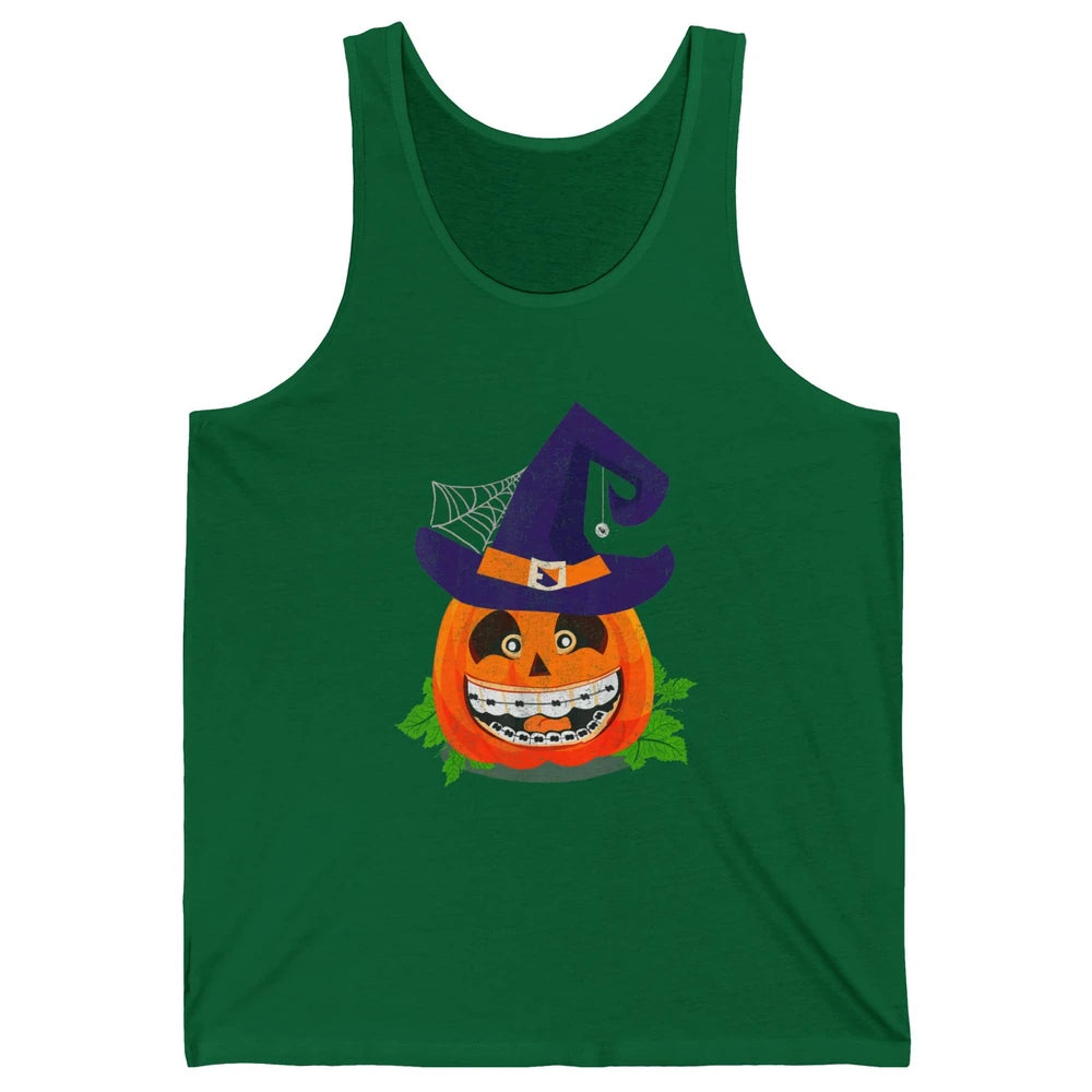 Pumpkin Witch Teeth Braces Dental Dentist Halloween Spooky Unisex Jersey Tank