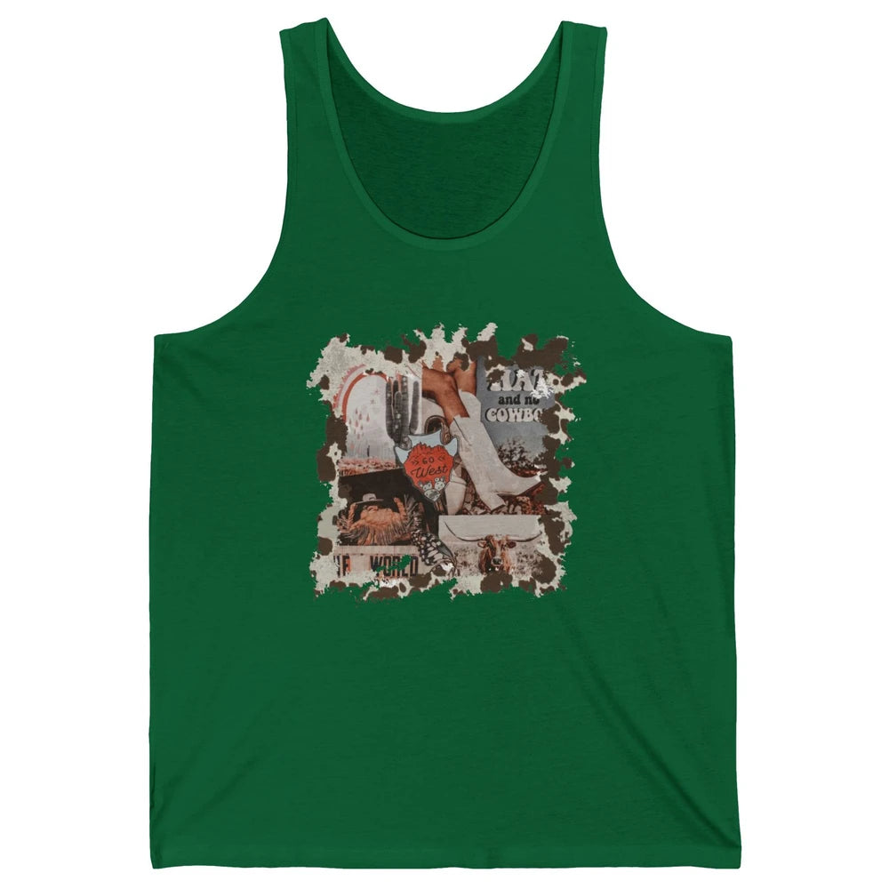 Retro Cowgirl Boots Desert Cactus Go West Western Country Unisex Jersey Tank