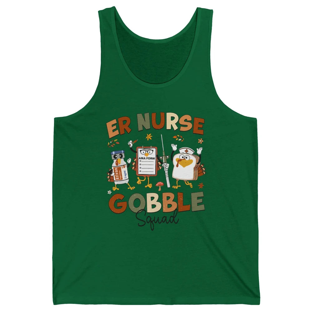 Thanksgiving ER Nurse Gobble Squad Emergency Room Thankful Unisex Jersey Tank
