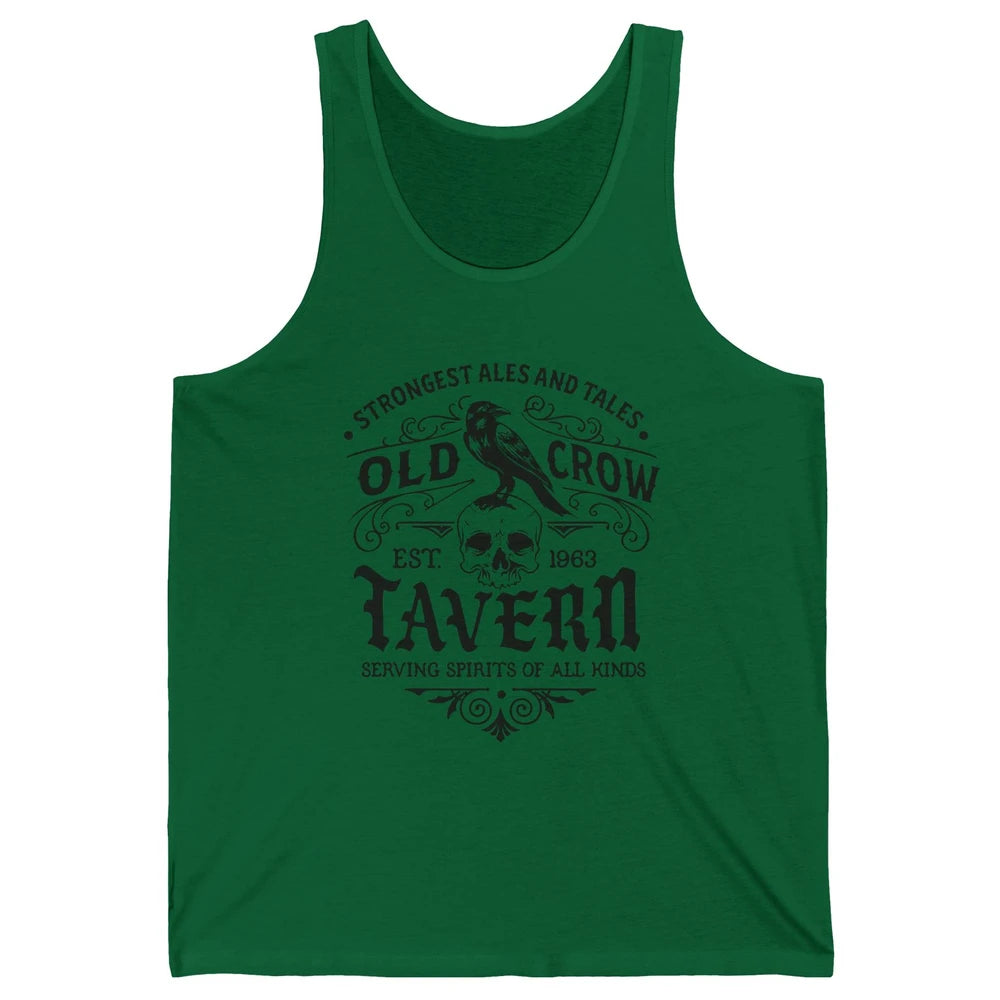 Old Crow Farmhouse Tavern Serving Spirit All Kinds Halloween Unisex Jersey Tank