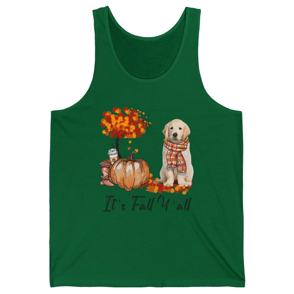 Golden Retriever Pumpkin Happy Fall Yall Autumn Thanksgiving Unisex Jersey Tank