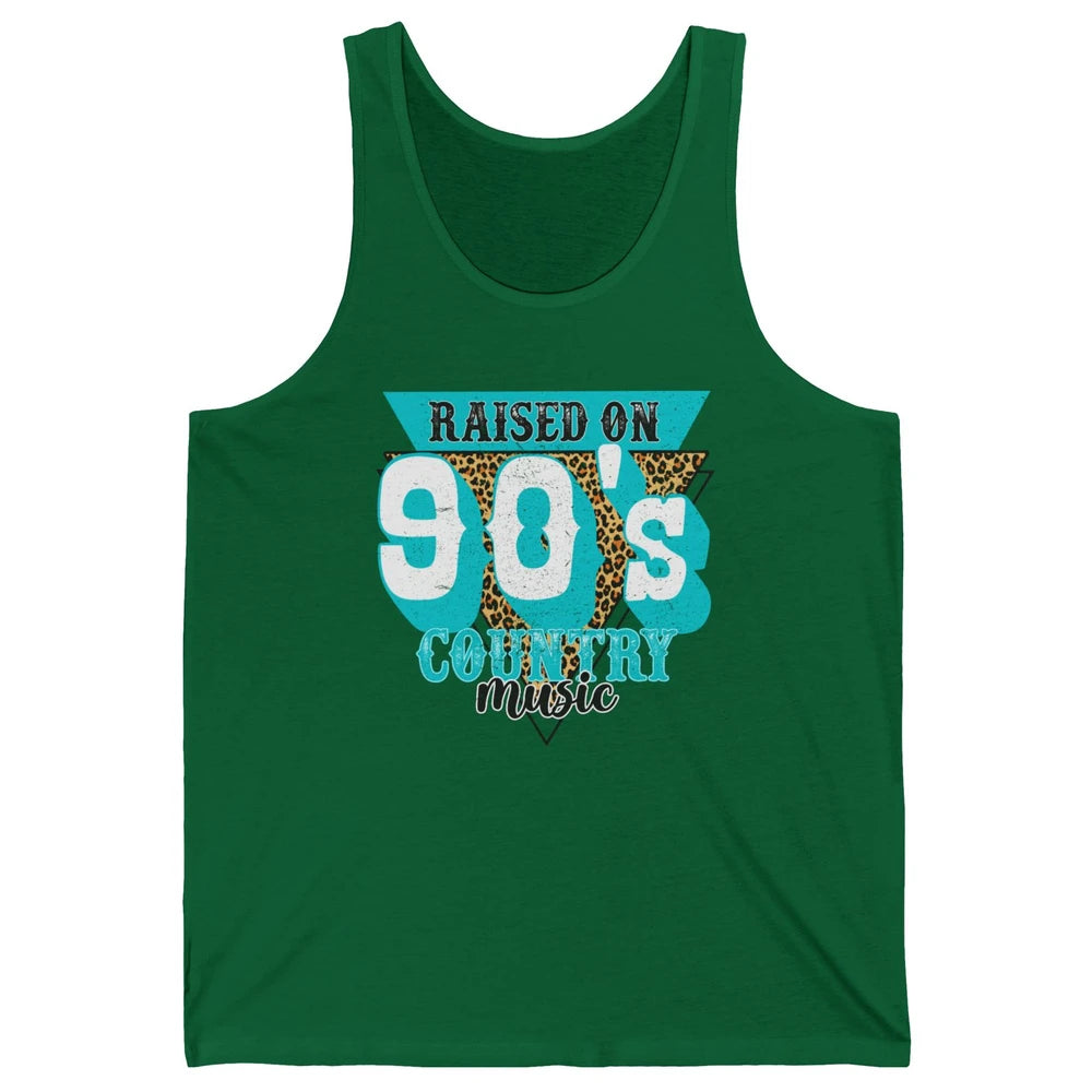 Retro Leopard Raised On 90s Country Music Western Cowgirl Unisex Jersey Tank