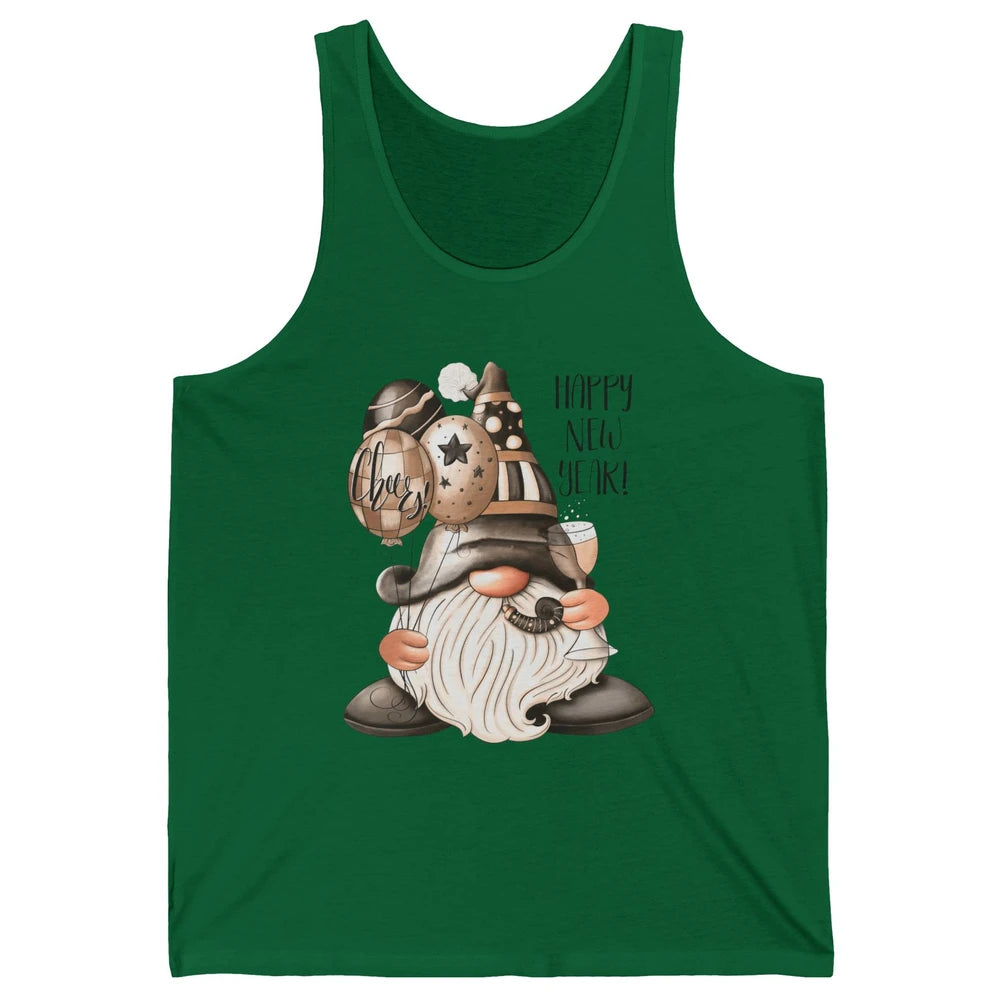 Happy New Year Gnome Champagne New Year Eve Cheer Gnomies Unisex Jersey Tank