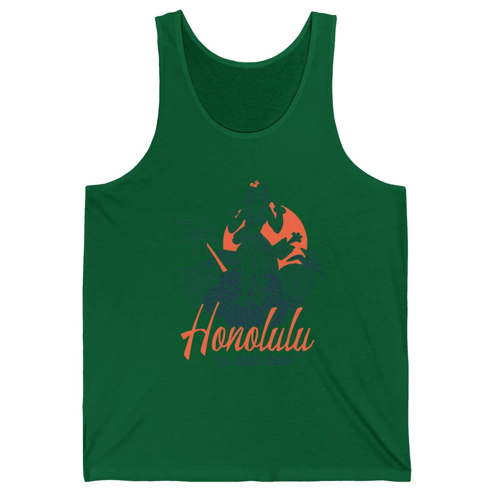 Retro Hawaiian Girl Honolulu A Hui Hou Summer Paradise Gift Unisex Jersey Tank