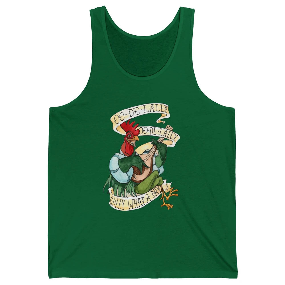 Funny Chicken Rooster Play Banjo What A Day Musician Rooster Unisex Jersey Tank