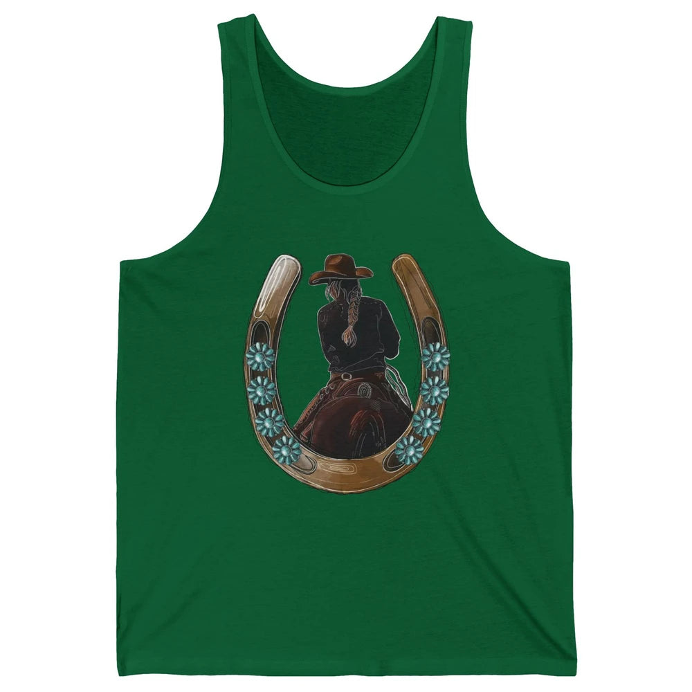 Retro Cowgirl Horseshoe Rodeo Western Cowgirl Peace Lovers Unisex Jersey Tank