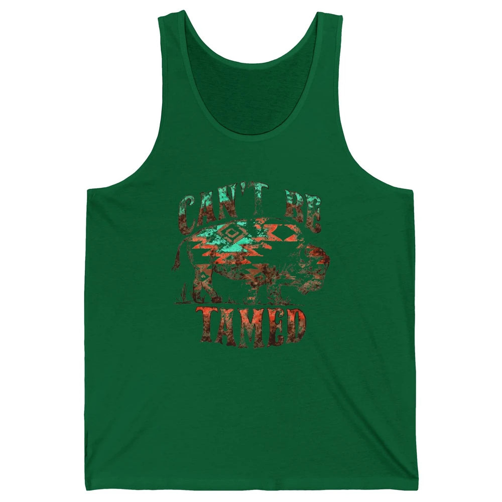 Retro Buffalo Aztec Can't Be Tamed Western Country Highland Unisex Jersey Tank