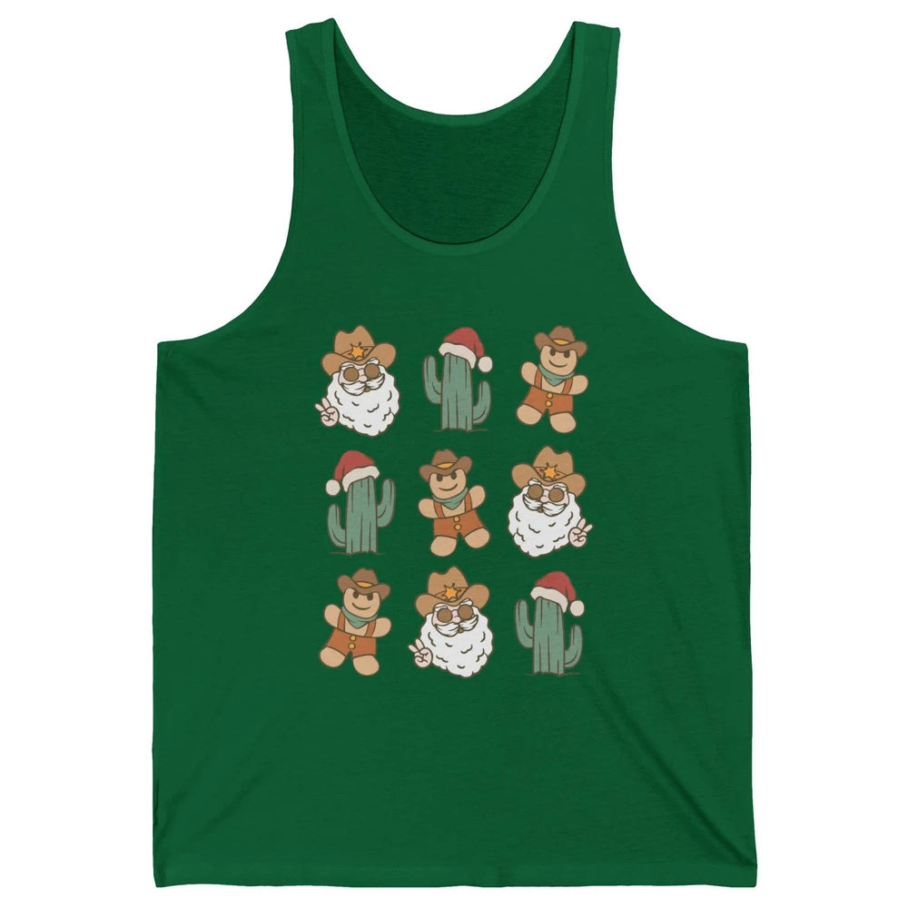 Cowboy Santa Gingerbread Desert Cactus Western Country Xmas Unisex Jersey Tank