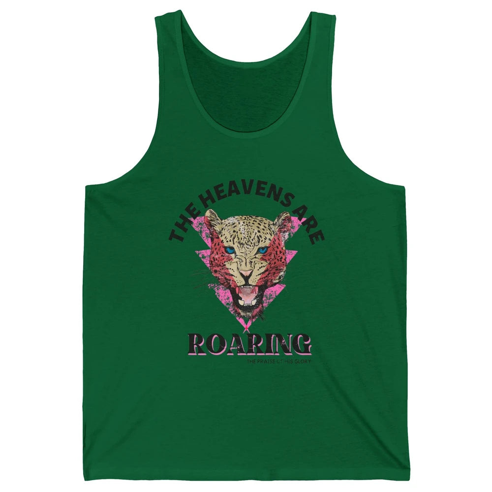 Retro Lion Heavens Are Roaring Bible Lightning Bolt Leopard Unisex Jersey Tank