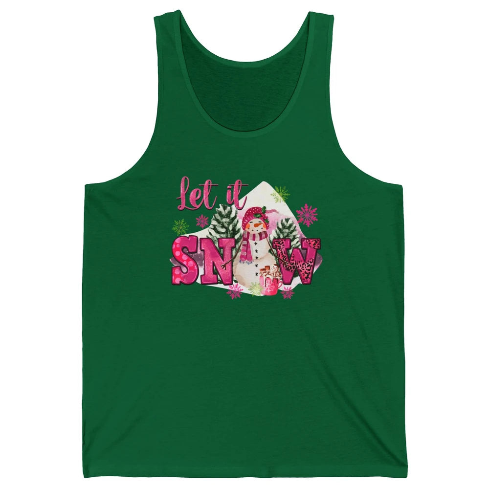 Retro Pink Christmas Snowman Let It Snow Winter Cozy Season Unisex Jersey Tank