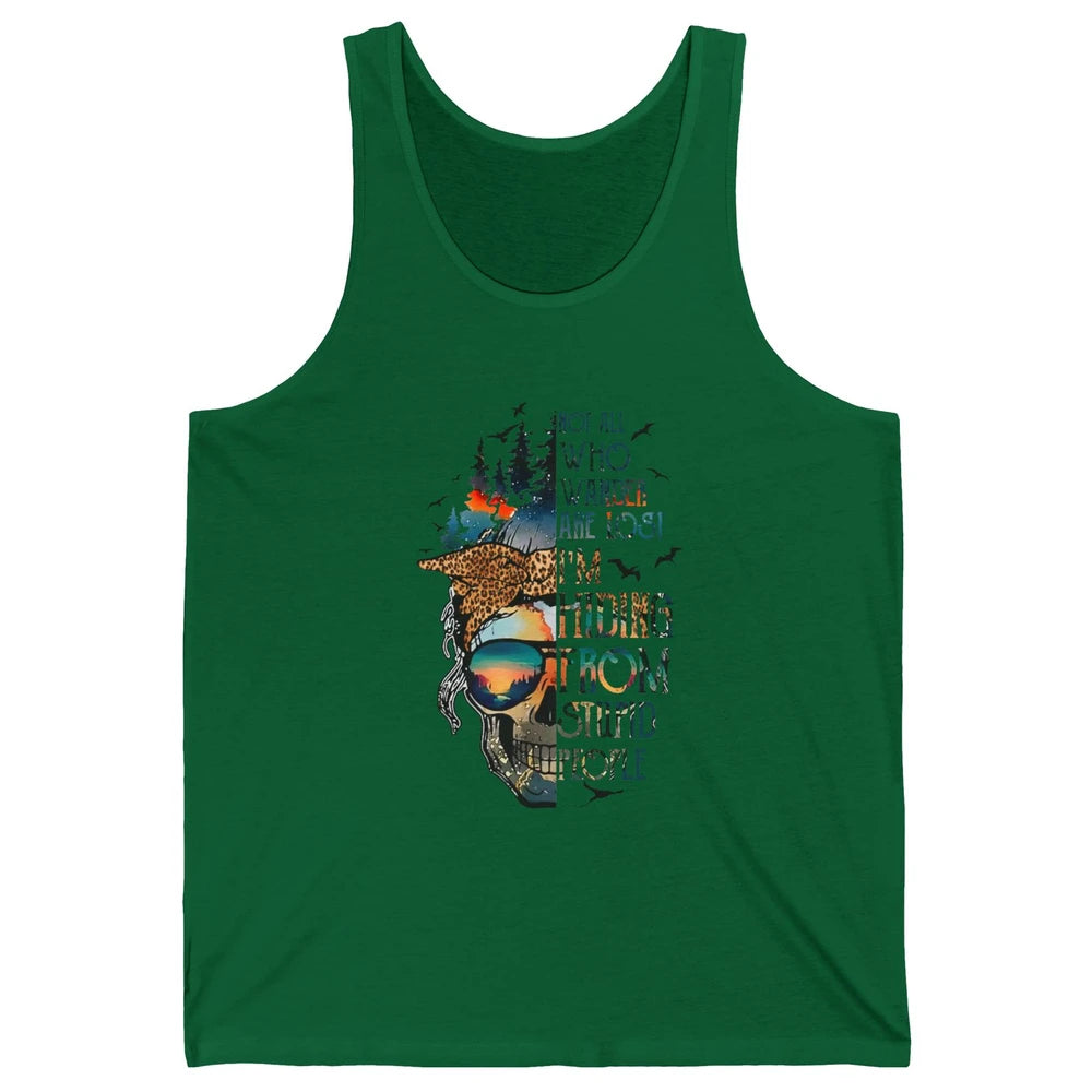 Not All Who Wander Are Lost Skull Mountain Camping Hiking Unisex Jersey Tank