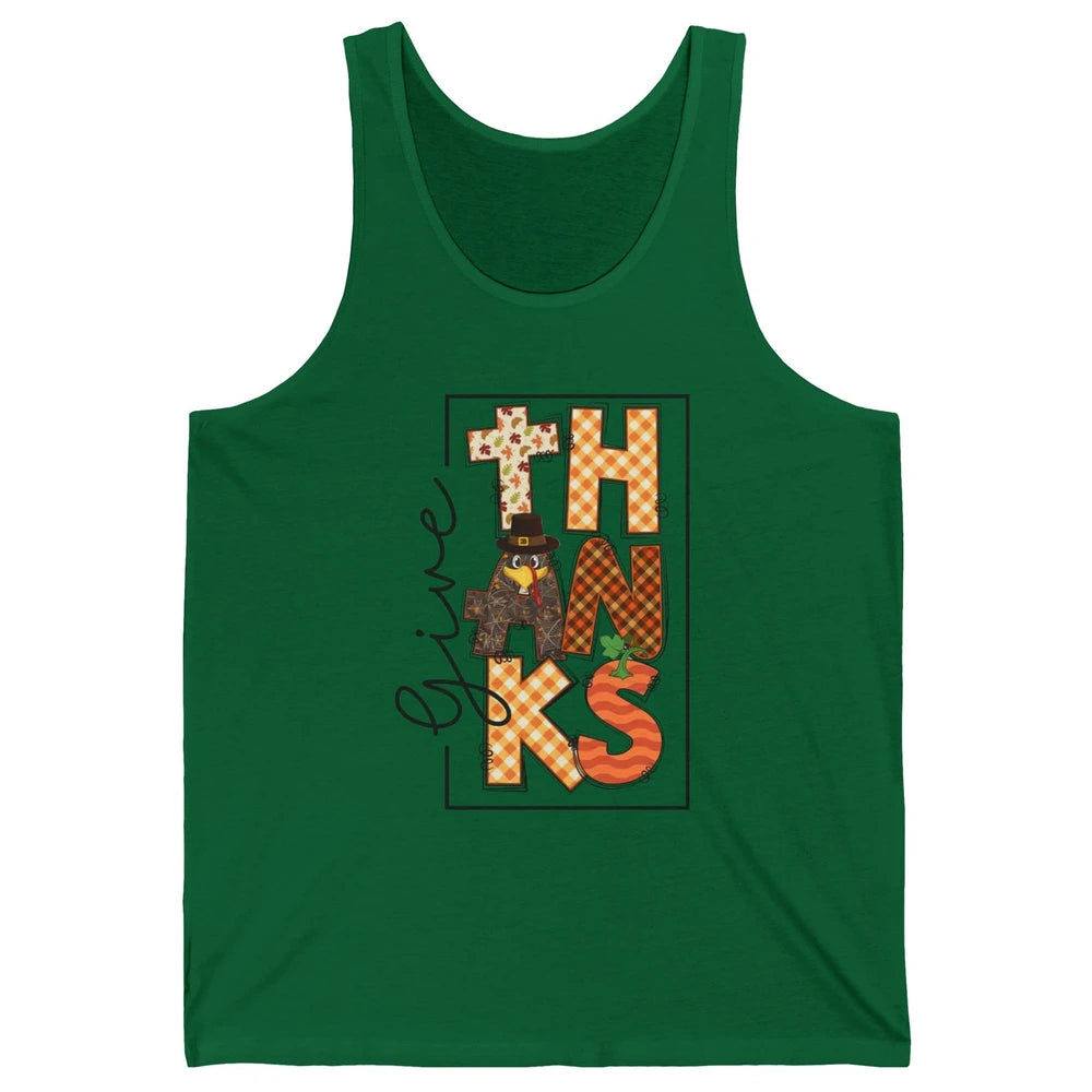 Give Thanks Happy Fall Pumpkin Turkey Dinner Thanksgiving Unisex Jersey Tank