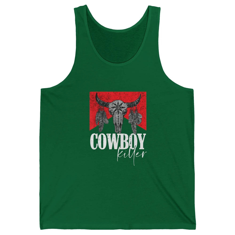 Retro Cow Skull Cowboy Killer Punchy Bull Western Country Unisex Jersey Tank